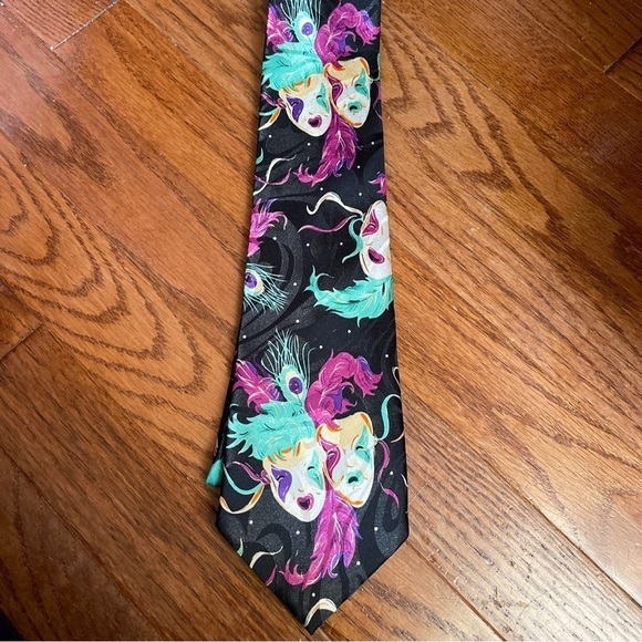 New Orleans Ties Mardi Gras Neckties Mardi Gras Masks Parade Mens Neck Tie - Picture 1 of 6